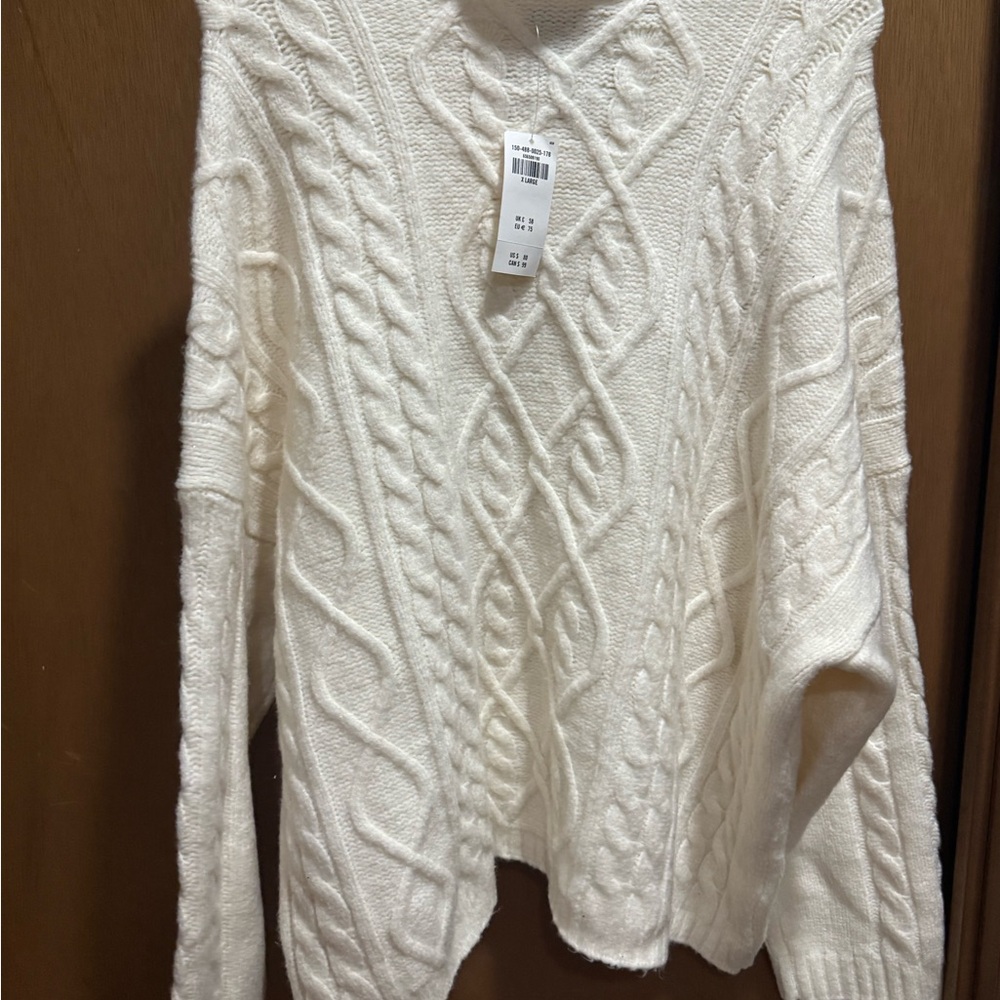 Abercrombie & Fitch Cable Knit Turtleneck Sweater - White - Picture 4 of 6